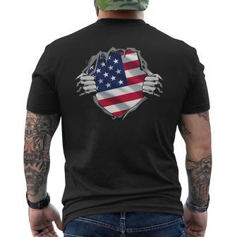 Superhero Usa Flag American Hands Opening Shirt Chest Mens Back Print T-shirt - Monsterry UK