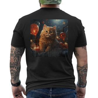 Suphalak Cat 4Th Of July Red Fireworks Star Pillow Graphic Men's T-shirt Back Print | Mazezy