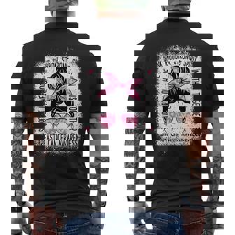 Support Fighter Survivor Warrior Breast Cancer Awareness Mens Back Print T-shirt | Mazezy