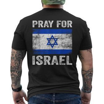 Support Israel Pray For Israel Israeli Flag Vintage Men's T-shirt Back Print - Monsterry AU