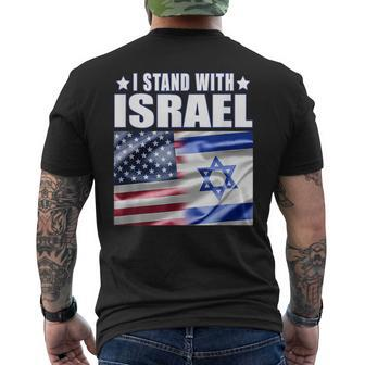 Support Israel I Stand With Israel Us Israel Flag Combined Men's T-shirt Back Print | Mazezy