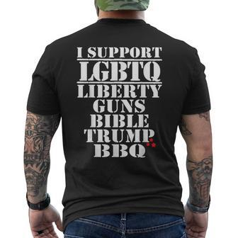 I Support Lgbtq Liberty Guns Bible Trump Bbq Men's Back Print T-shirt | Mazezy