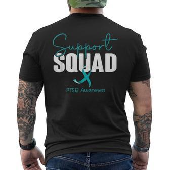 Support Squad Teal Ribbon Ptsd Awareness Mens Back Print T-shirt | Mazezy