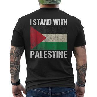 Support I Stand With Palestine Free Palestine Flag Arabic Men's T-shirt Back Print | Mazezy