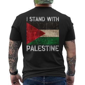 Support I Stand With Palestine Free Palestine Flag Arabic Men's T-shirt Back Print - Seseable