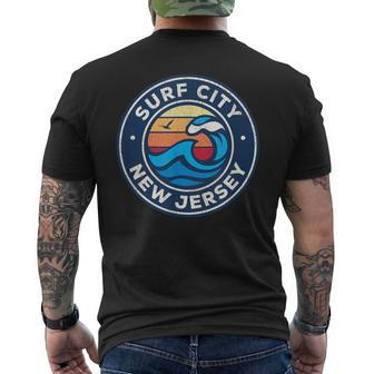 Surf City New Jersey Nj Vintage Nautical Waves Men's T-shirt Back Print | Mazezy