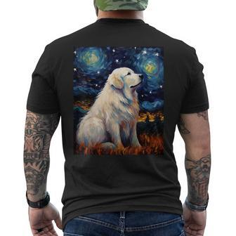 Surreal Starry Night Great Pyrenees Dog Men's T-shirt Back Print - Seseable
