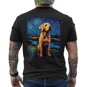 Surreal Starry Night Labrador Retriever Dog Mens Back Print T-shirt | Mazezy