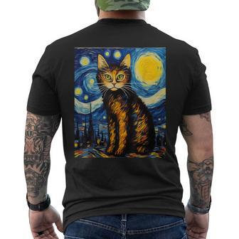 Surrealism Starry Night Donskoy Cat Men's T-shirt Back Print | Mazezy