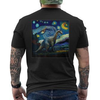 Surrealism Starry Night Edmontosaurus Mens Back Print T-shirt - Seseable
