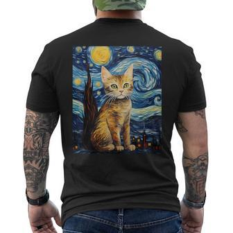 Surrealism Starry Night European Shorthair Cat Men's T-shirt Back Print | Mazezy