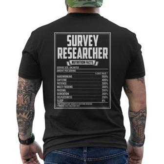 Survey Researcher Nutrition Facts Men's T-shirt Back Print | Mazezy