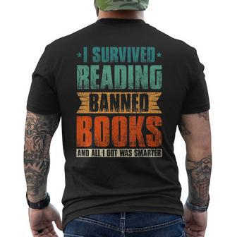 I Survived Reading Banned Books Book Lover Bookaholic Men's T-shirt Back Print - Seseable