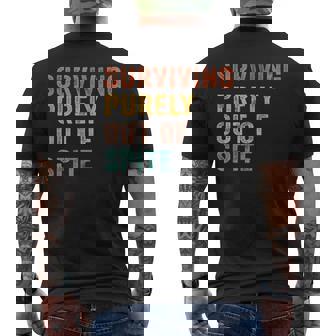 Surviving Purely Out Of Spite Funny Retro Vintage Mens Back Print T-shirt | Mazezy