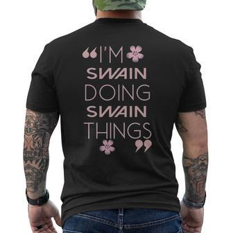 Swain Name Gift Doing Swain Things Mens Back Print T-shirt - Seseable