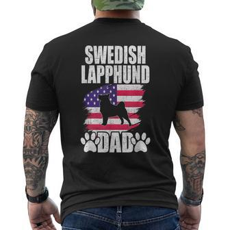 Swedish Lapphund Dad Dog Lover American Us Flag Men's T-shirt Back Print | Mazezy