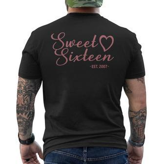 Sweet Sixn Est 2007 Girls 16 Years Old 16Th Birthday Mens Back Print T-shirt - Seseable