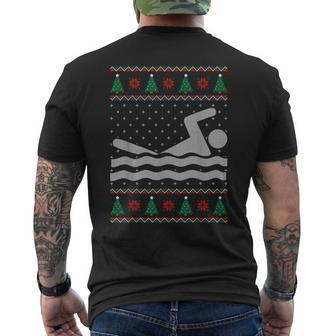 Swimming Ugly Christmas Sweater Men's T-shirt Back Print | Mazezy