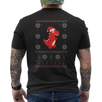 T-Rex Christmas Ugly Sweater Men's T-shirt Back Print - Monsterry DE