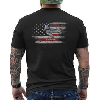 T6 Texan Tech Drawing Wwii Airplane Trainer Flag Pilot Vet Men's Back Print T-shirt | Mazezy