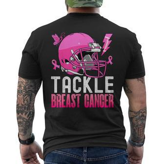 Tackle Breast Cancer Awareness Fighting American Football Men's T-shirt Back Print - Seseable