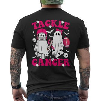 Tackle Breast Cancer Football Ghost Pink Halloween Men's T-shirt Back Print | Mazezy