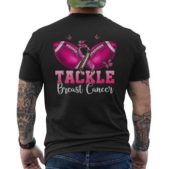 Tackle Breast Cancer Warrior Football Pink Ribbon Boys Ns Men's T-shirt Back Print - Seseable