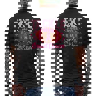 Tackle Football Pink Ribbon Warrior Breast Cancer Awareness Men's T-shirt Back Print | Mazezy