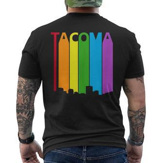Tacoma Skyline Lgbt Pride Mens Back Print T-shirt | Mazezy