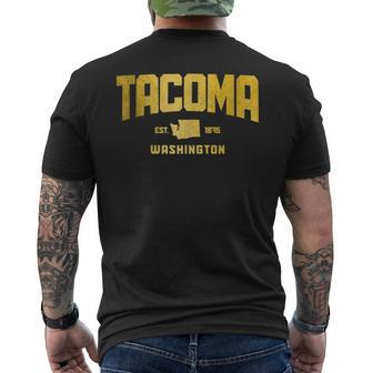 Tacoma Washington Est 1875 State Map Vintage Pride Mens Back Print T-shirt | Mazezy