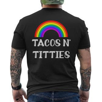 Tacos And Titties Funny Lgbt Gay Pride Gifts Lesbian Lgbtq Tacos Funny Gifts Mens Back Print T-shirt | Mazezy