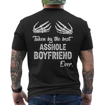 Taken By The Best Asshole Boyfriend Ever Skeleton Hand Boobs  Mens Back Print T-shirt