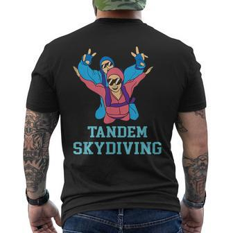 Tandem Skydiving Duo Parachuting Formation Idea Men's T-shirt Back Print | Mazezy