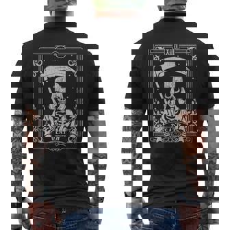 Tarot Card Death Halloween Skeleton Occult Vintage Tarot Funny Gifts Mens Back Print T-shirt | Mazezy
