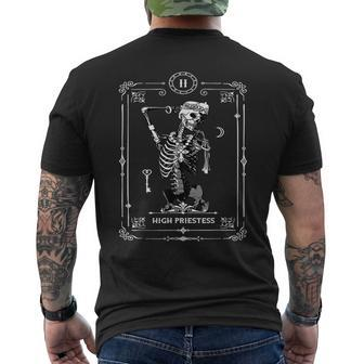 Tarot Card High Priestess Skeleton Skull Horror Goth Occult Tarot Men's T-shirt Back Print | Mazezy