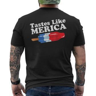 Tastes Like Merica Funny Popsicle 4Th Of July Retro 80S Gift Mens Back Print T-shirt | Mazezy DE