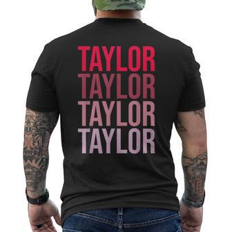 Taylor Retro Wordmark Pattern I Love Taylor Mens Back Print T-shirt - Seseable
