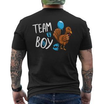 Team Boy Gender Reveal Baby Shower Announcement Turkey Mens Back Print T-shirt | Mazezy