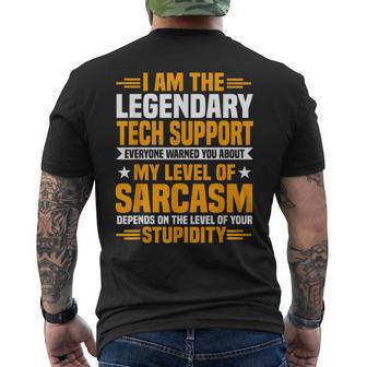 Tech Support Help Desk It Call Center Level Of Sarcasm Mens Back Print T-shirt - Seseable
