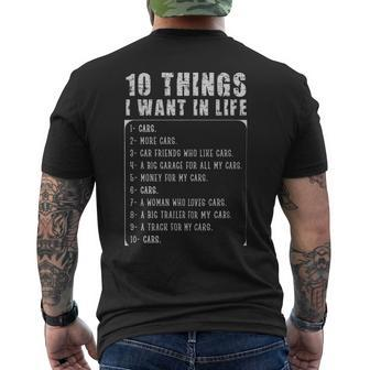 Ten Things I Want In Life Funny Gift For Car Lovers - Ten Things I Want In Life Funny Gift For Car Lovers Mens Back Print T-shirt - Monsterry CA