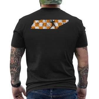 Tennessee State Flag Knoxville Orange Quarterback Outline Men's T-shirt Back Print - Seseable
