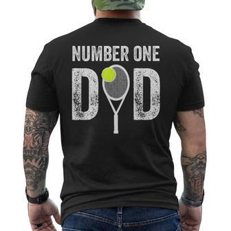Tennis Dad Number One Daddy With Tennis Sayings Men's Back Print T-shirt