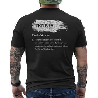 Tennis Definition | Funny Sports Family Xmas Gift Mens Back Print T-shirt | Mazezy