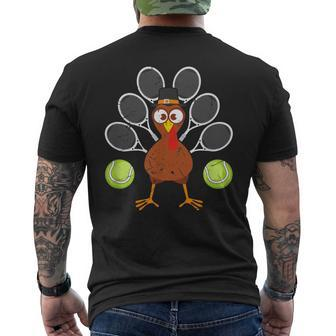 Tennis Racket Turkey Thanksgiving Men's T-shirt Back Print - Seseable