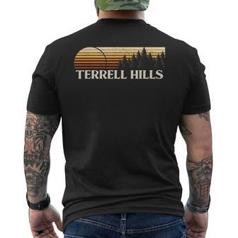 Terrell Hills Tx Vintage Evergreen Sunset Eighties Retro Men's T-shirt Back Print | Mazezy
