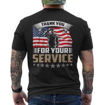 Thank You For Your Service American Flag Veteran Day Men's T-shirt Back Print - Seseable
