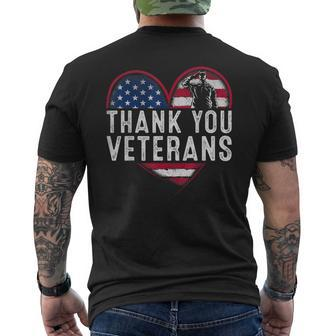 Thank You Veterans Day Memorial Day Partiotic Military Usa Men's T-shirt Back Print | Mazezy