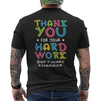 Thank You For Hard Work Software Engineer Sayings Developer Mens Back Print T-shirt - Monsterry