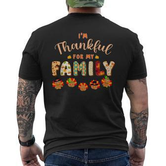 Im Thankful For My Family Thanksgiving Day Turkey Thankful Men's T-shirt Back Print - Monsterry