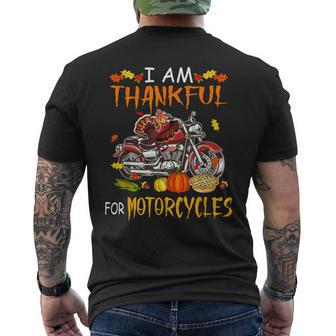 Thankful For Motorcycles Turkey Riding Motorcycle Men's T-shirt Back Print - Seseable